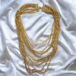12 Strand Gold Tone Chain Vintage Necklace