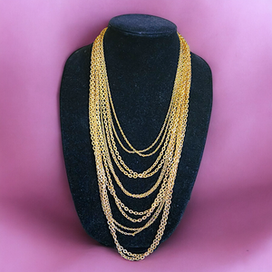 12 Strand Gold Tone Chain Vintage Necklace