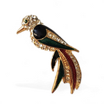 Stunning Enamel Unsigned D’Orlan Bird Austrian Crystals Gold Plated Vintage Brooch