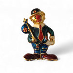 Colorful Enamel Hobo Circus Clown Gold Plated Vintage Brooch