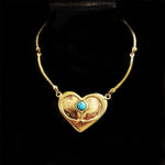 1970's Studio Vintage Brass Heart with Turquoise Center Stone