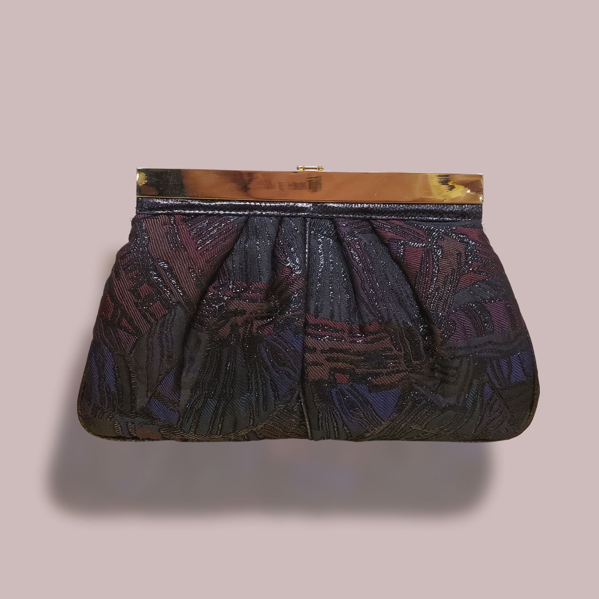 Carlo Fiori Brocade Clutch With Gold Chain