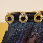 Carlo Fiori Brocade Clutch With Gold Chain