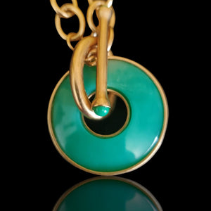 KJL by Kenneth Jay Lane Green Disc Gold Plated Necklace