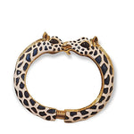 KJL Kenneth Jay Lane Blue White Enamel Gold Plated Giraffe Bangle