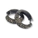 BRIGHTON Hematite Black Clear Pave Crystals Hoops, Brides Earrings, Wedding