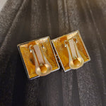Stunning Mosaic Glass Sapphire Cluster Gold Plated Earrings