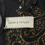 72" Vintage Lord and Taylor Black Silk Sequence Scarf