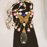 Statement Butterfly Deco Czech Multicolor Crystal Glass Stone Necklace