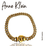 ANNE KLEIN Mini Bucket Choker Cuban Curb Chain Link Gold Plated Vintage Necklace