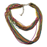 Stunning Rainbow Enamel Multistrand Gold Plated Vintage Necklace