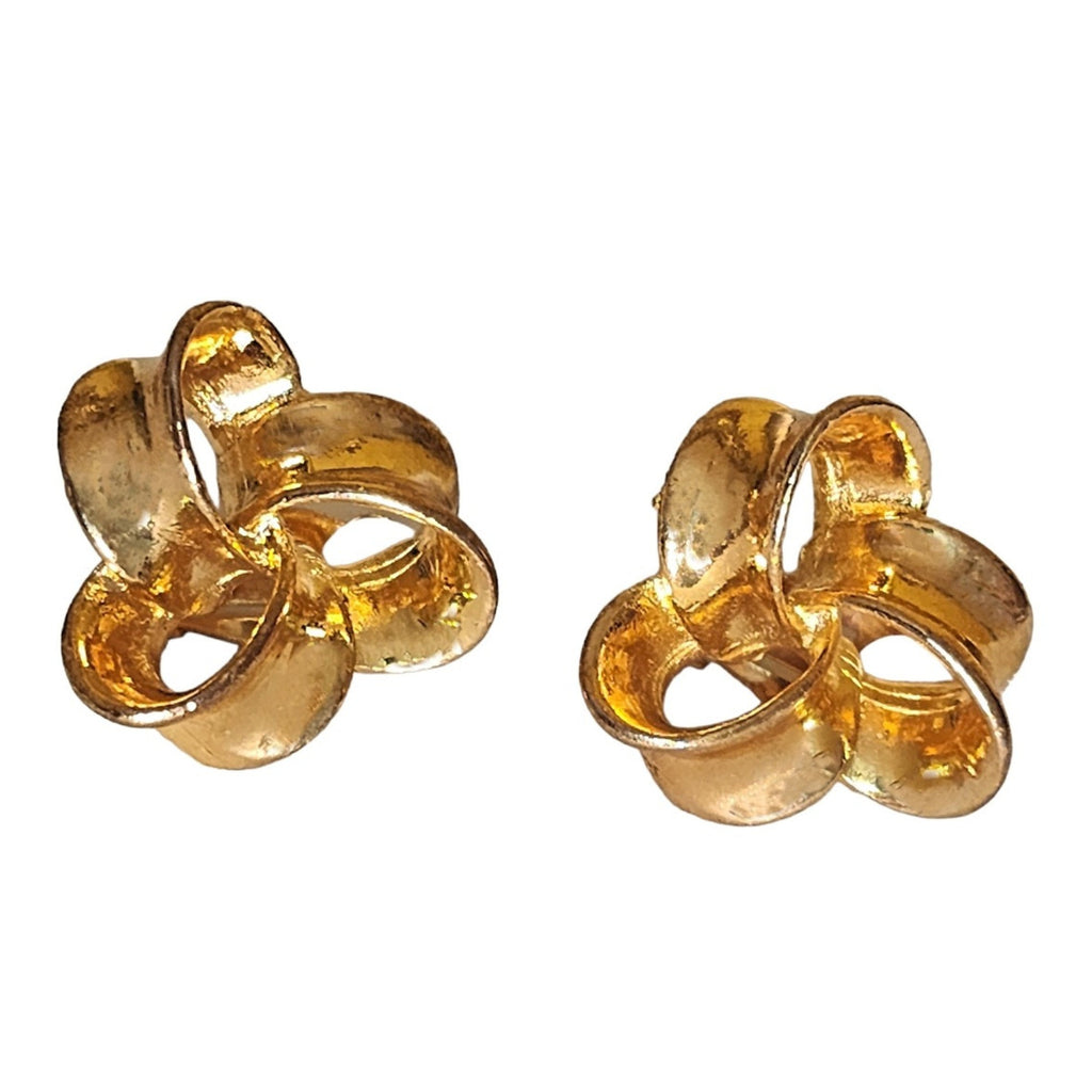 Ribbon Gold Plated Clip On Vintage Earrings