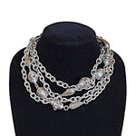 Georgeous Designer Silver Plated Cable Station Chain Necklace, Vintage Statement Necklace, Couture