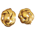 Beautiful TRIFARI Swirl Textured Knot Gold Plated Clip On Earrings