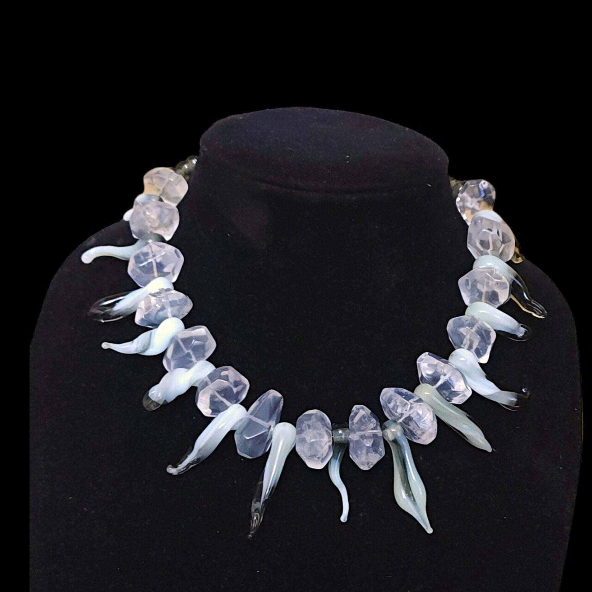 Stunning Studio Art Glass Sculptural Vintage Necklace, Statement Necklace , Couture Runway