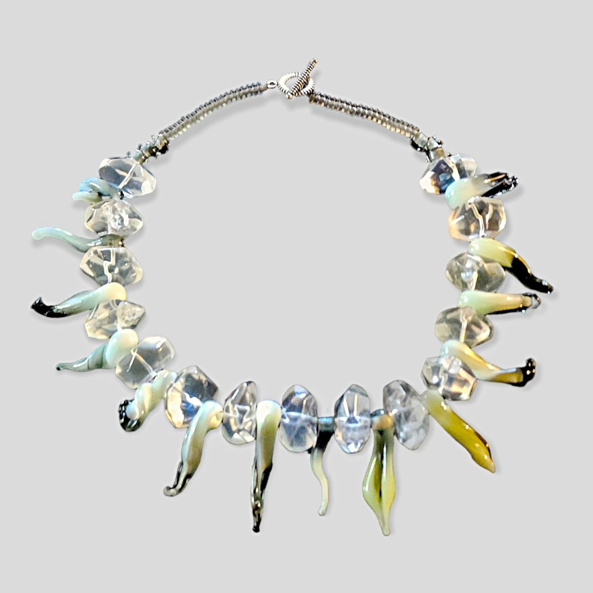 Stunning Studio Art Glass Sculptural Vintage Necklace, Statement Necklace , Couture Runway