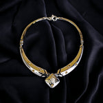 Piscitelli Mixed Metals Gold Silver Plated Modernist Collar Choker Vintage Necklace