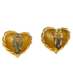 Beautiful Textured Heart Domed Gold Plated Clip On Vintage Earrings