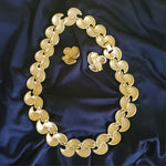 Gorgeous Blanca Brush Satin Gold Plated Earrings Necklace Vintage Set