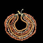 Vintage Maya Evangelista Semi Precious Stones And Resin 6 Strand Bib Choker Necklace