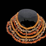 Vintage Maya Evangelista Semi Precious Stones And Resin 6 Strand Bib Choker Necklace